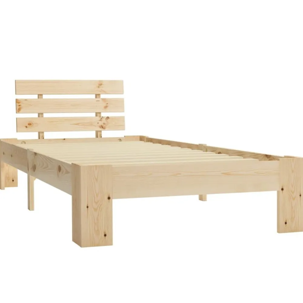 vidaXL Camas Y Accesorios-Estructura de cama sin colchón madera maciza de pino 90x200 cm