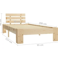 vidaXL Camas Y Accesorios-Estructura de cama sin colchón madera maciza de pino 90x200 cm