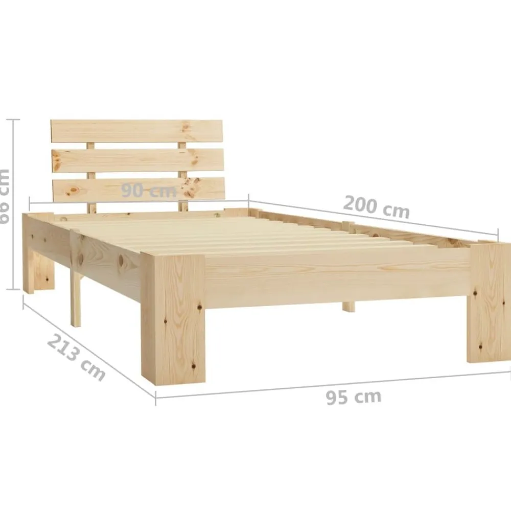 vidaXL Camas Y Accesorios-Estructura de cama sin colchón madera maciza de pino 90x200 cm