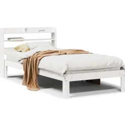 vidaXL Camas Y Accesorios-Estructura de cama con cabecero madera pino 75x190 cm