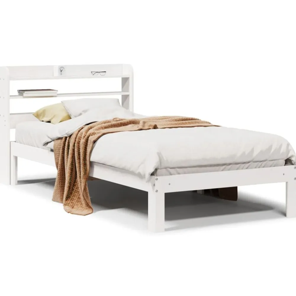 vidaXL Camas Y Accesorios-Estructura de cama con cabecero madera pino 75x190 cm