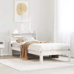 vidaXL Camas Y Accesorios-Estructura de cama con cabecero madera pino 75x190 cm
