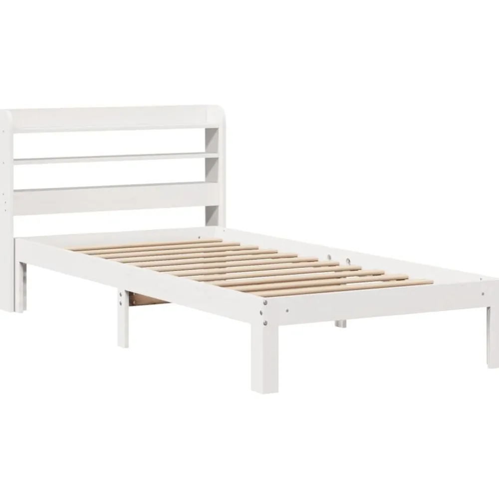 vidaXL Camas Y Accesorios-Estructura de cama con cabecero madera pino 75x190 cm