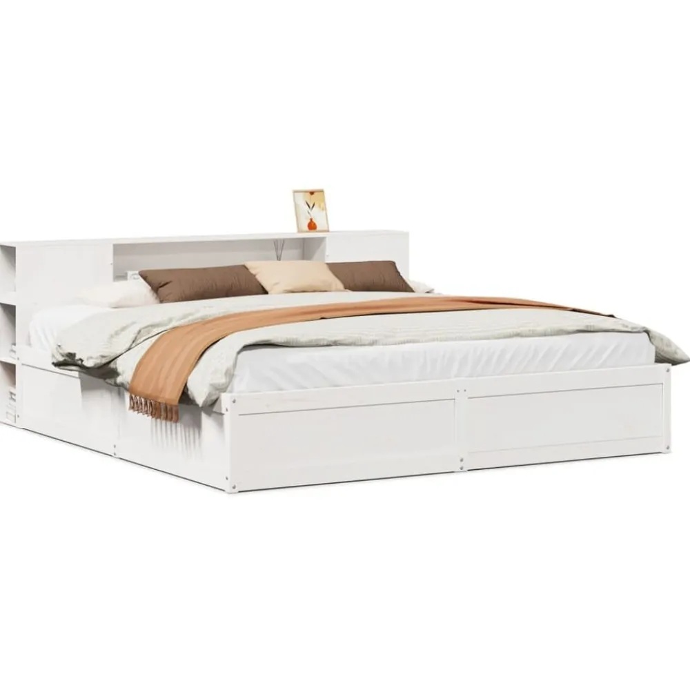 vidaXL Estructura de cama sin colchón madera maciza blanca 200x200 cm Blanco Discount