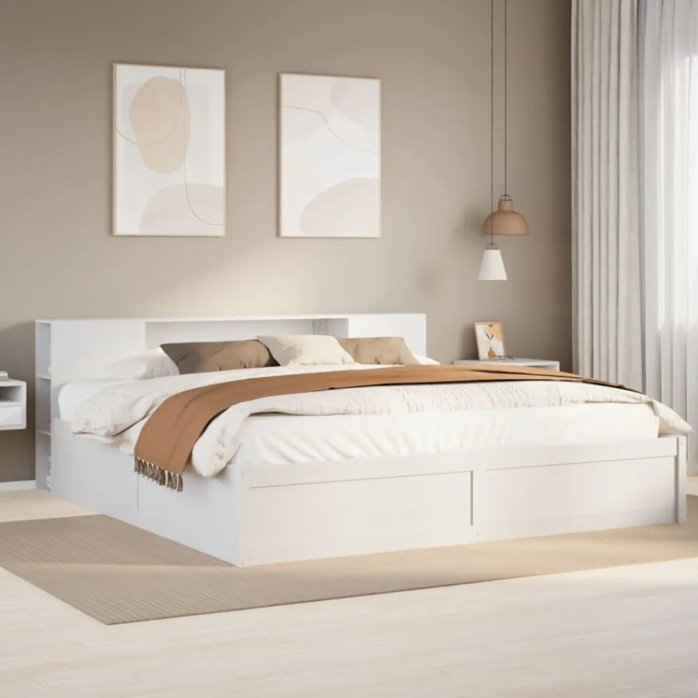 vidaXL Estructura de cama sin colchón madera maciza blanca 200x200 cm Blanco Discount