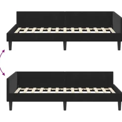 vidaXL Estructura de cama en esquina 80 cm x 200 cm Terciopelo Negro New