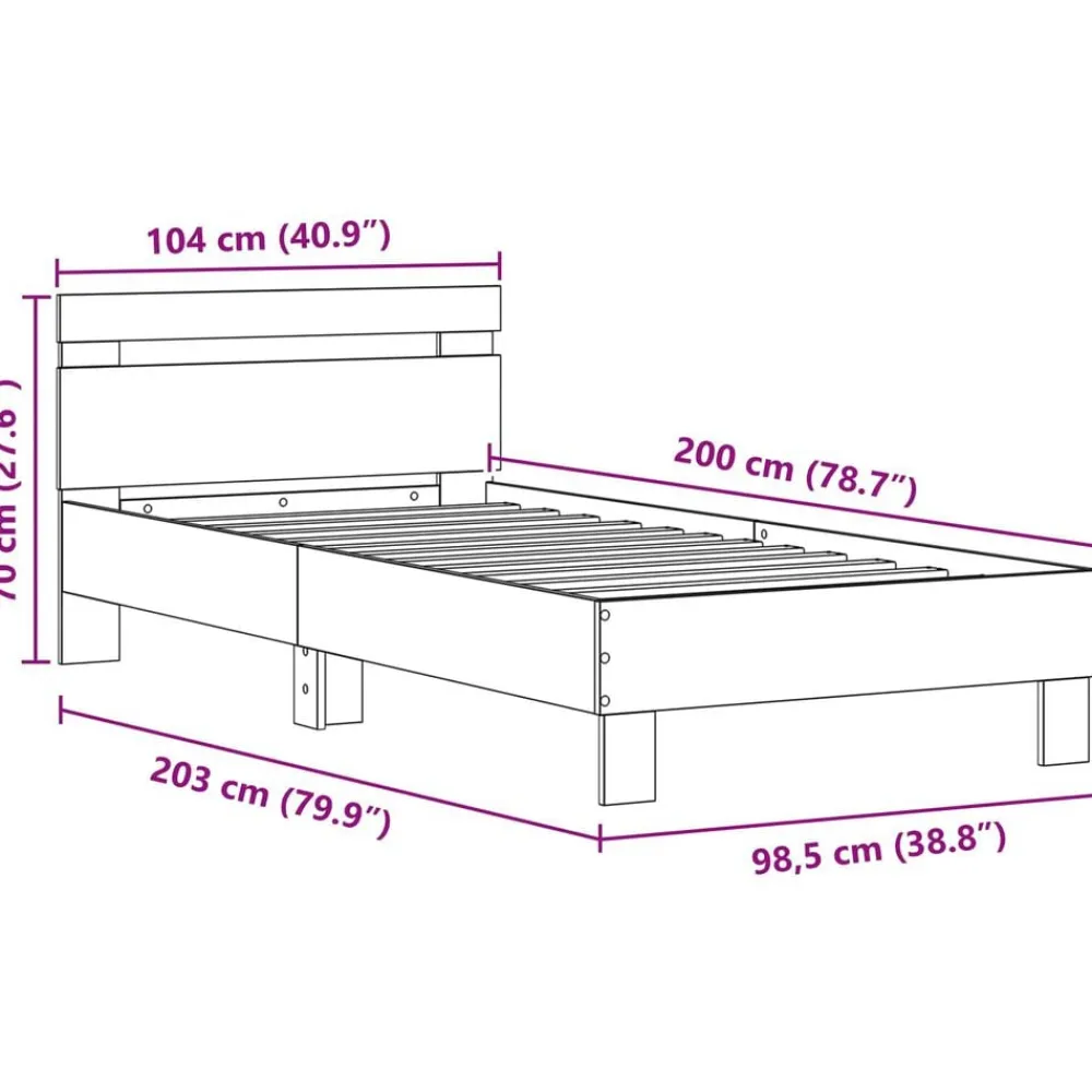 vidaXL Estructura de cama con LED 100 x 200 cm Roble negro Hot