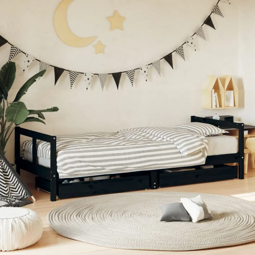 Niños vidaXL Mobiliario Para Bebés Y Niños Pequeños-Estructura de cama niños con cajones madera pino 80x200cm