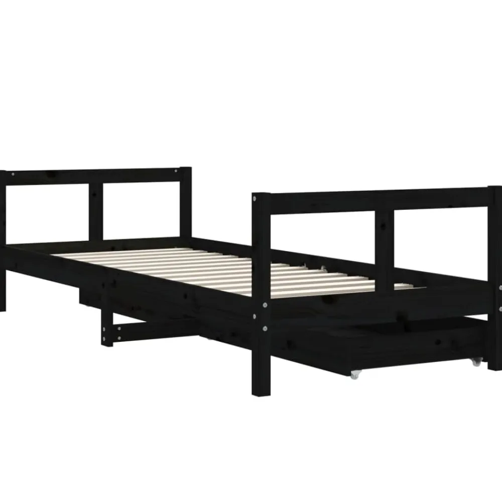 Niños vidaXL Mobiliario Para Bebés Y Niños Pequeños-Estructura de cama niños con cajones madera pino 80x200cm