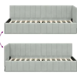 vidaXL Estructura de cama en esquina 80 cm x 200 cm Gris claro Clearance