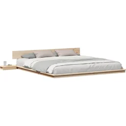 vidaXL Estructura de cama Marrón 200 x 200 cm Madera Natural Discount
