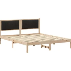 vidaXL Estructura de Cama con Cabecera Tapizada Negro 160 x 200 cm Marrón y negro Hot