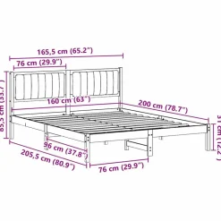 vidaXL Estructura de Cama con Cabecera Tapizada Negro 160 x 200 cm Marrón y negro Hot