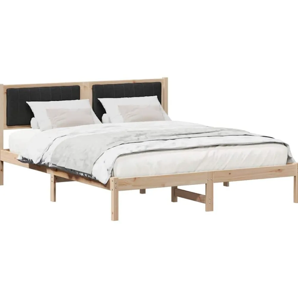 vidaXL Estructura de Cama con Cabecera Tapizada Negro 160 x 200 cm Marrón y negro Hot