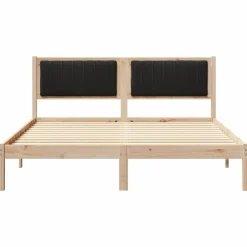 vidaXL Estructura de Cama con Cabecera Tapizada Negro 160 x 200 cm Marrón y negro Hot
