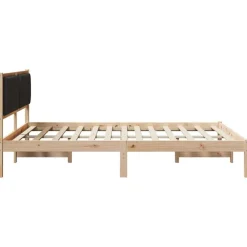 vidaXL Estructura de Cama con Cabecera Tapizada Negro 160 x 200 cm Marrón y negro Hot
