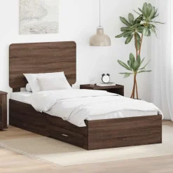 vidaXL Estructura de cama con cabecera Roble Marrón 100 x 200 cm Marr&oacute;n roble Hot
