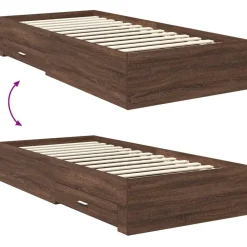 vidaXL Estructura de cama con cabecera Roble Marrón 100 x 200 cm Marrón roble Hot
