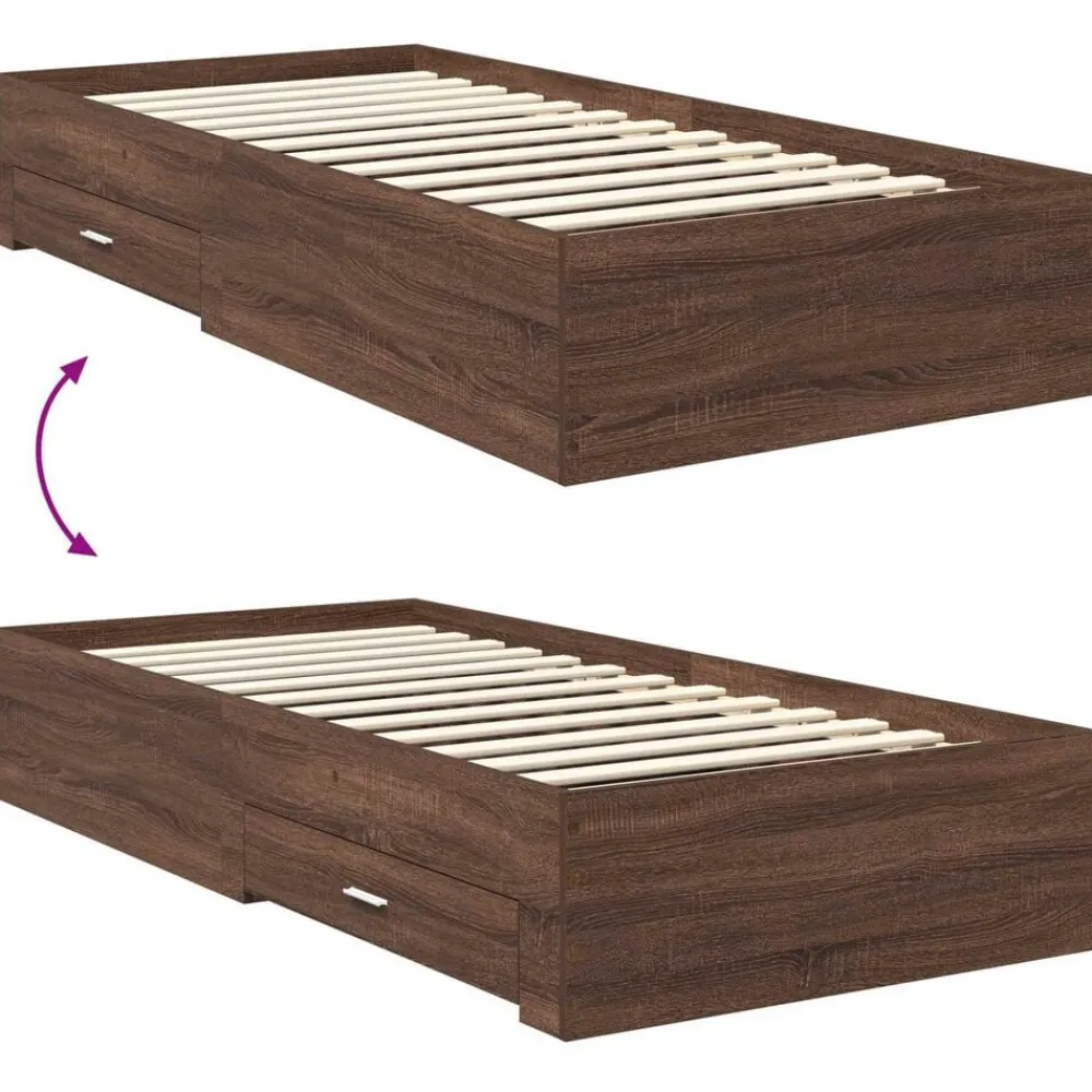 vidaXL Estructura de cama con cabecera Roble Marrón 100 x 200 cm Marrón roble Hot