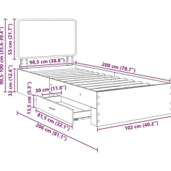 vidaXL Estructura de cama con cabecera Roble Marrón 100 x 200 cm Marrón roble Hot