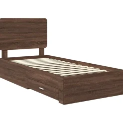 vidaXL Estructura de cama con cabecera Roble Marrón 100 x 200 cm Marrón roble Hot