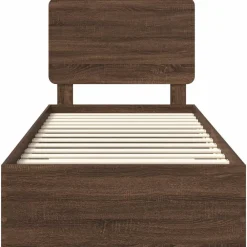 vidaXL Estructura de cama con cabecera Roble Marrón 100 x 200 cm Marrón roble Hot