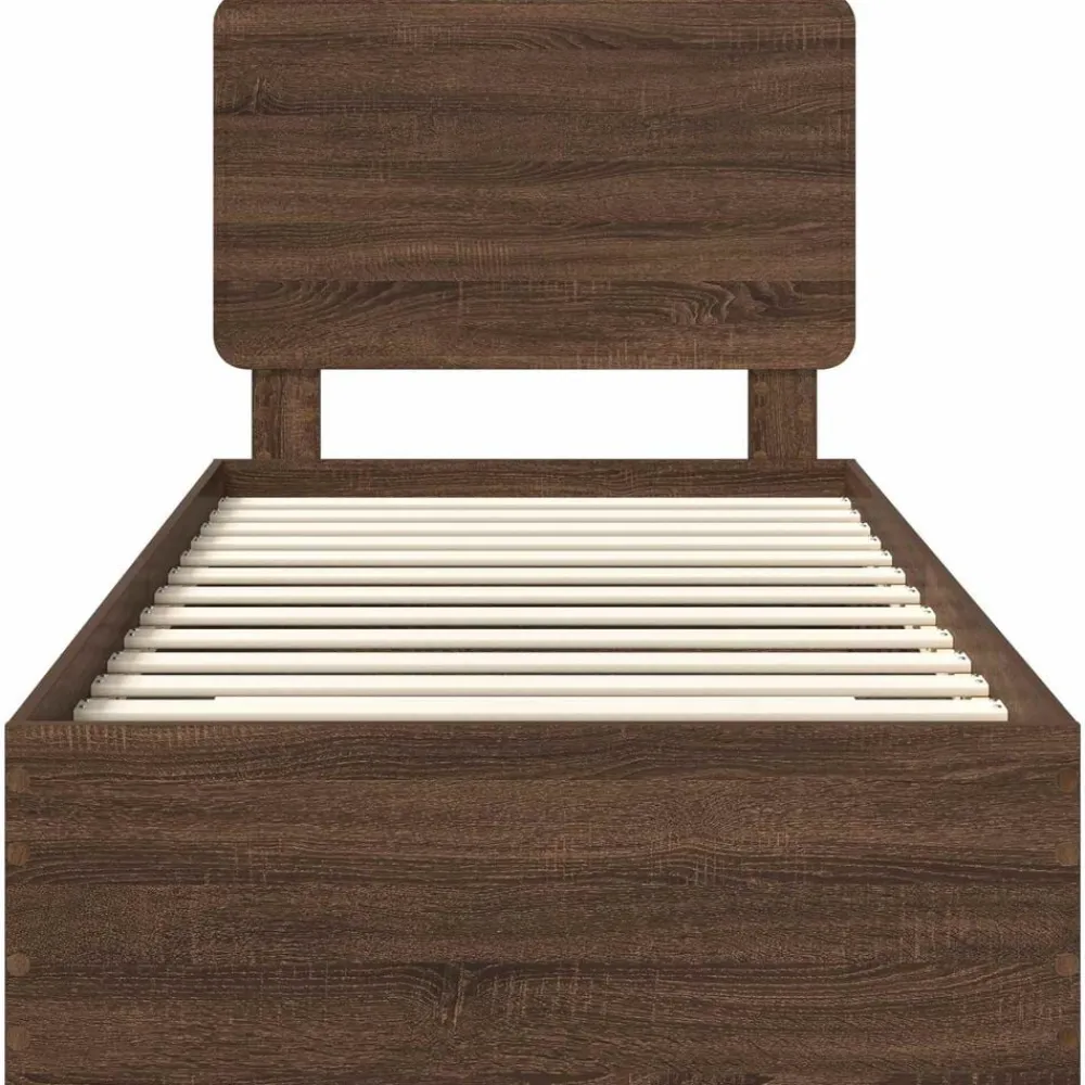 vidaXL Estructura de cama con cabecera Roble Marrón 100 x 200 cm Marrón roble Hot