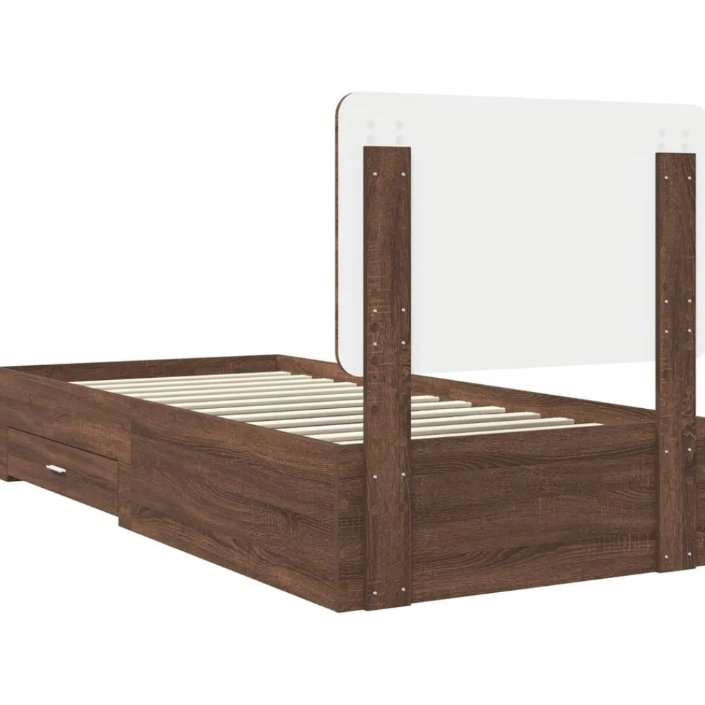 vidaXL Estructura de cama con cabecera Roble Marrón 100 x 200 cm Marrón roble Hot