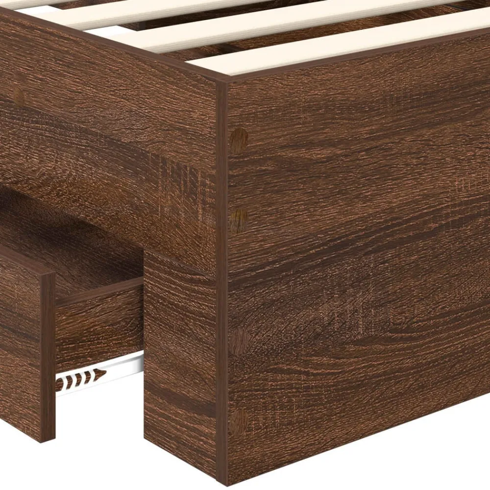 vidaXL Estructura de cama con cabecera Roble Marrón 100 x 200 cm Marrón roble Hot