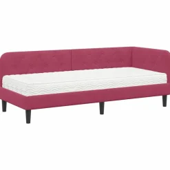 vidaXL Camas Y Accesorios-Estructura de cama en esquina Rojo vino 80 x 200 cm Terciopelo