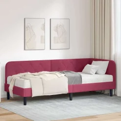 vidaXL Camas Y Accesorios-Estructura de cama en esquina Rojo vino 80 x 200 cm Terciopelo