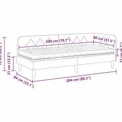 vidaXL Camas Y Accesorios-Estructura de cama en esquina Rojo vino 80 x 200 cm Terciopelo