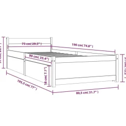 vidaXL Camas Y Accesorios-Estructura de cama individual con cajones 75x190 cm