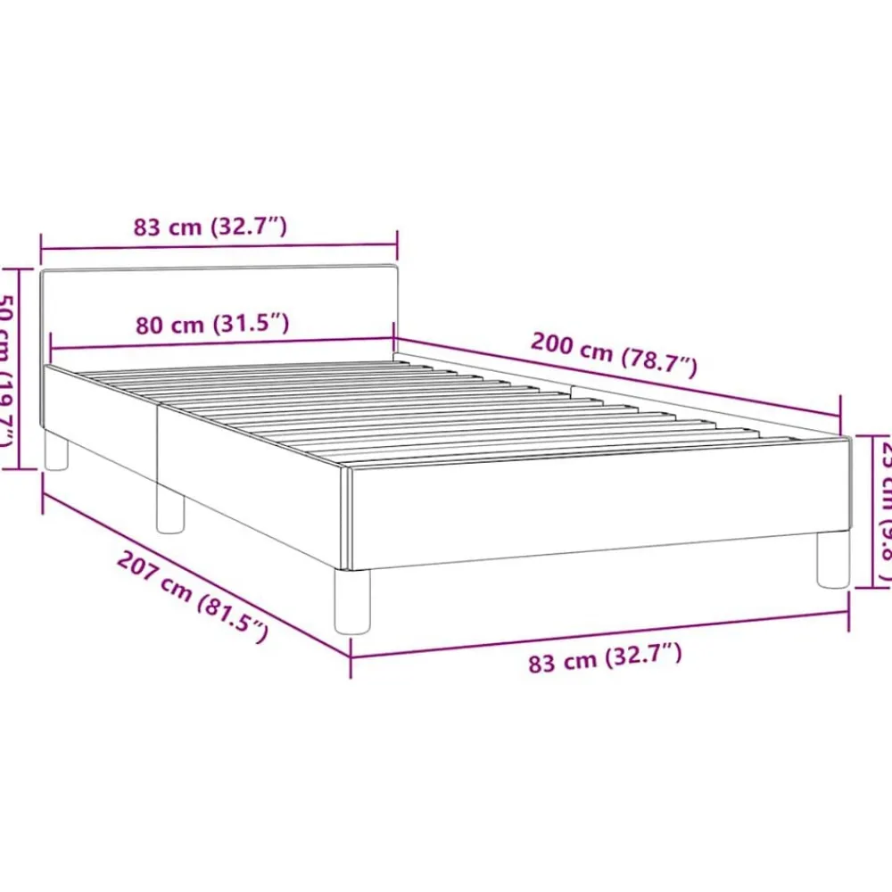 vidaXL Camas Y Accesorios-Estructura de cama con cabecero sin colchón 80x200 cm