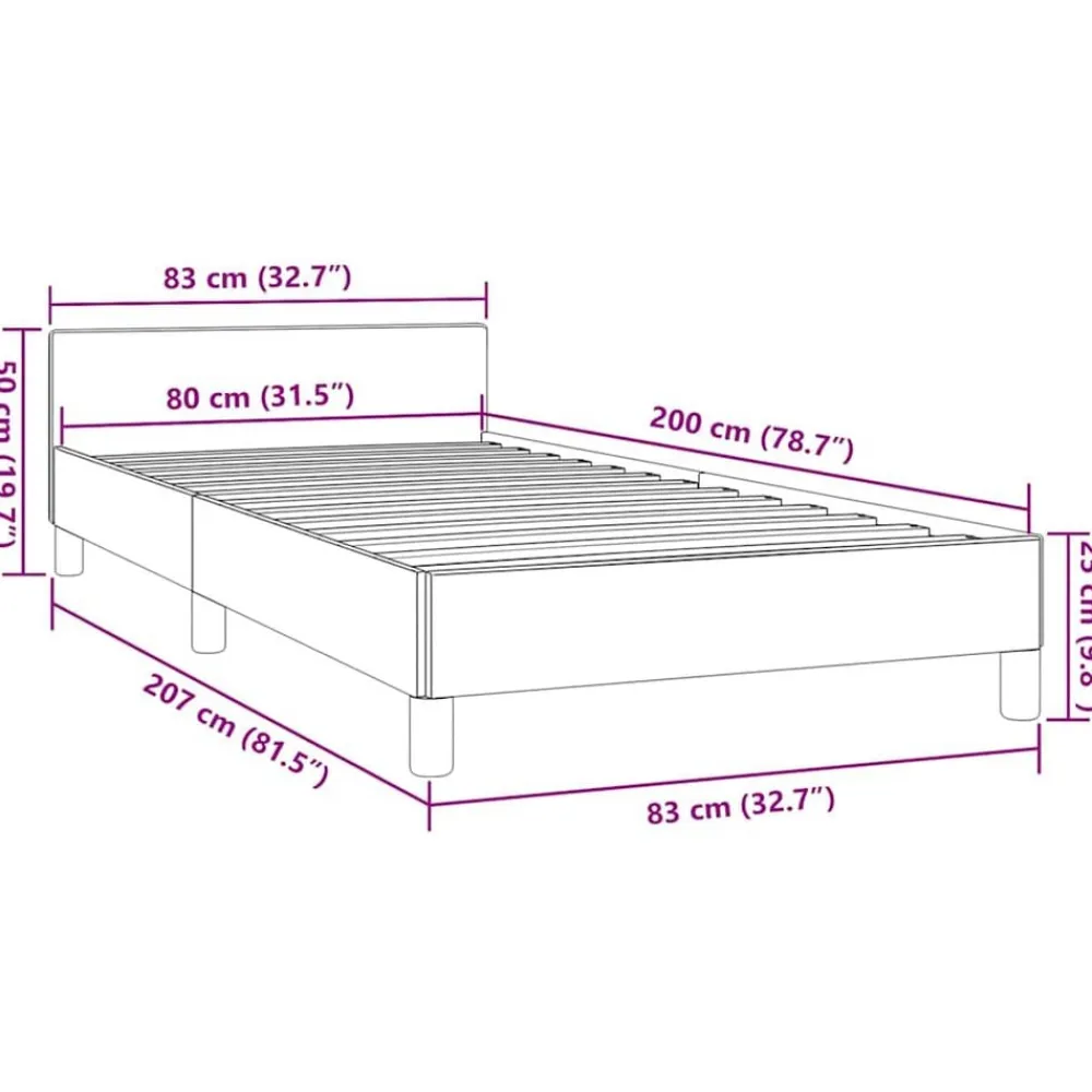 vidaXL Camas Y Accesorios-Estructura de cama con cabecero sin colchón 80x200 cm