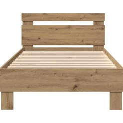 vidaXL Camas Y Accesorios-Estructura de cama con LED Roble artesanal 100 x 200 cm