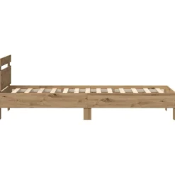 vidaXL Camas Y Accesorios-Estructura de cama con LED Roble artesanal 100 x 200 cm
