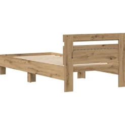 vidaXL Camas Y Accesorios-Estructura de cama con LED Roble artesanal 100 x 200 cm