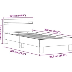 vidaXL Camas Y Accesorios-Estructura de cama con LED Roble artesanal 100 x 200 cm