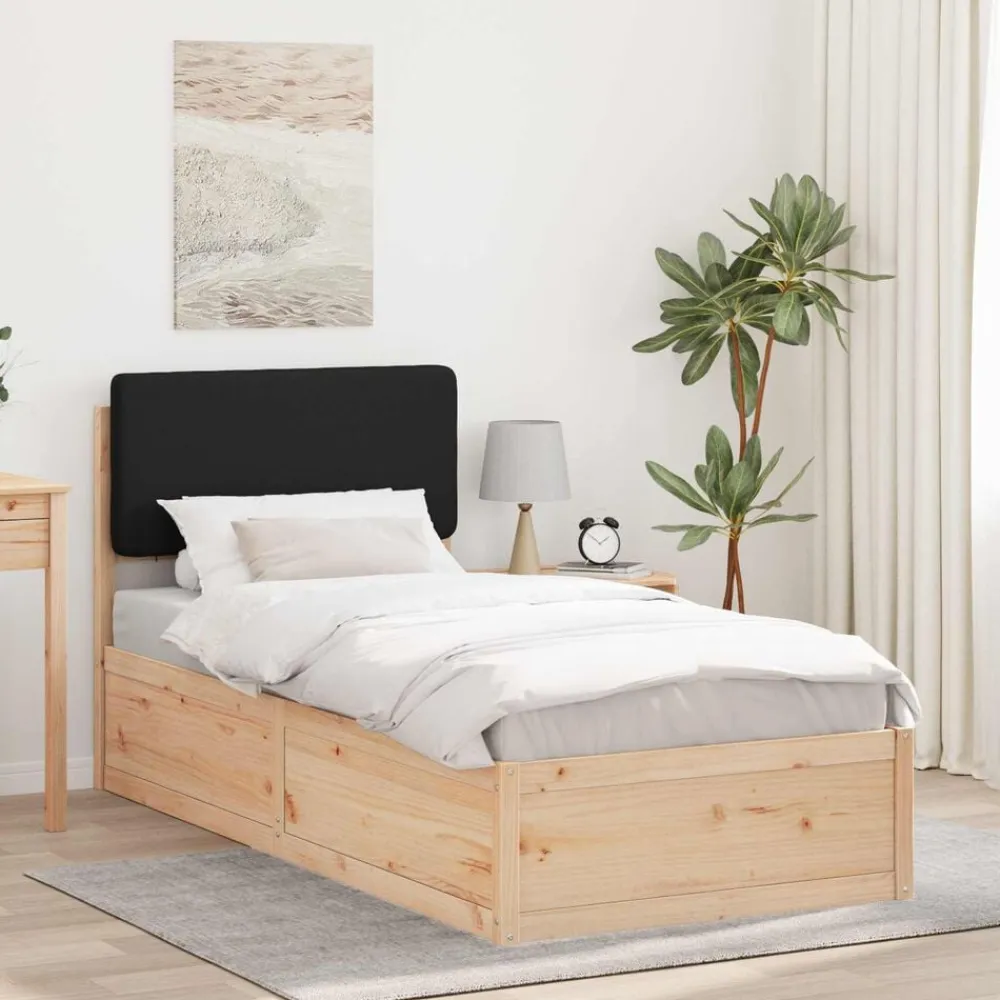 vidaXL Camas Y Accesorios-Estructura de Cama con Cabecera Tapizada Negro 100 x 200 cm