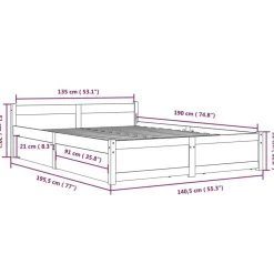 vidaXL Estructura de cama con cajones doble 135x190 cm Blanco Outlet