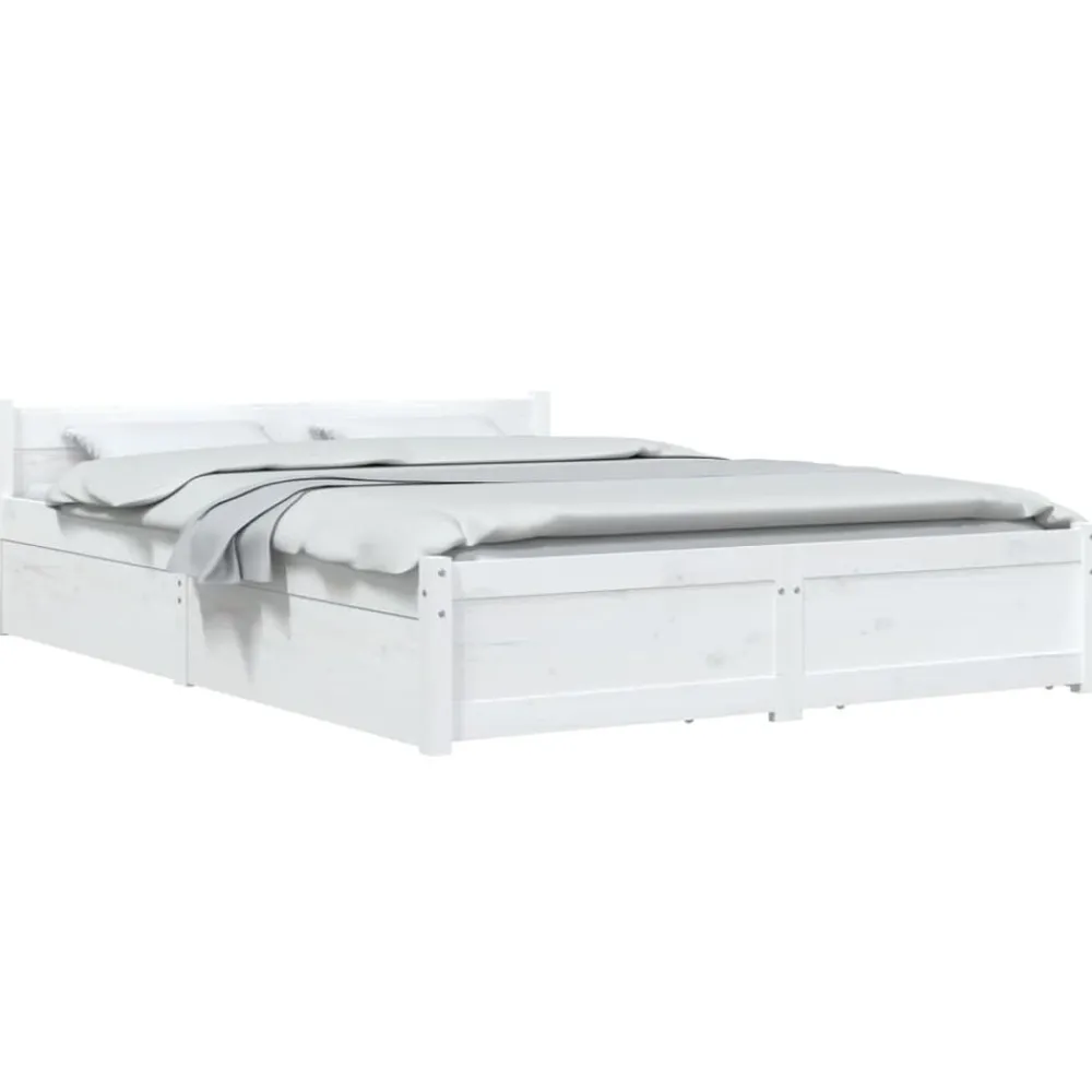 vidaXL Estructura de cama con cajones doble 135x190 cm Blanco Outlet
