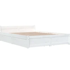 vidaXL Estructura de cama con cajones doble 135x190 cm Blanco Outlet