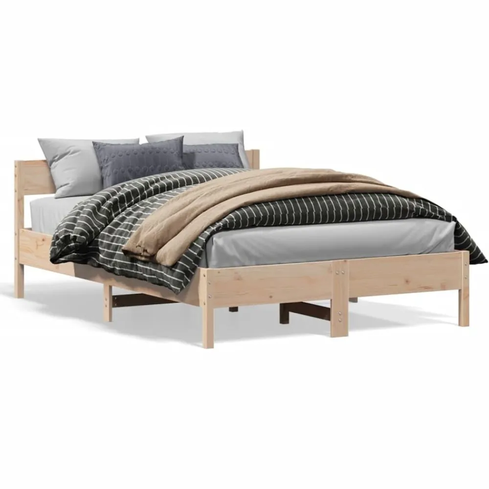 vidaXL Estructura de cama sin colchón madera maciza de pino 160x200 cm Natural Hot