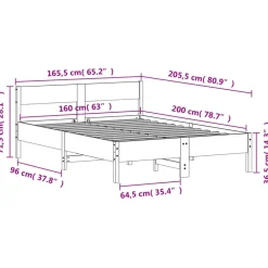 vidaXL Estructura de cama sin colchón madera maciza de pino 160x200 cm Natural Hot