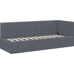 vidaXL Camas Y Accesorios-Estructura de Cama Esquina con Colchón 2 pcs Gris Terciopelo