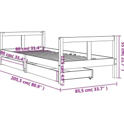 vidaXL Estructura de cama para niños con cajones madera pino 80x200 cm Natural Online