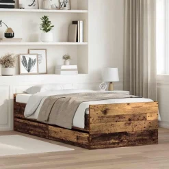 vidaXL Estructura de cama con cajón 100 x 200 cm Madera envejecida Hot