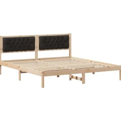 vidaXL Estructura de cama Negro 160 x 200 cm Madera de pino macizo Marrón y negro Discount
