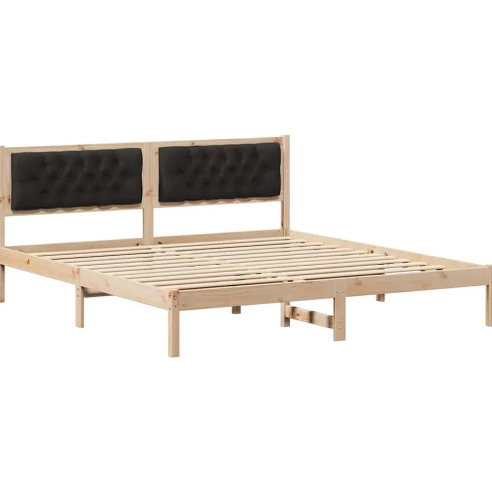 vidaXL Estructura de cama Negro 160 x 200 cm Madera de pino macizo Marrón y negro Discount